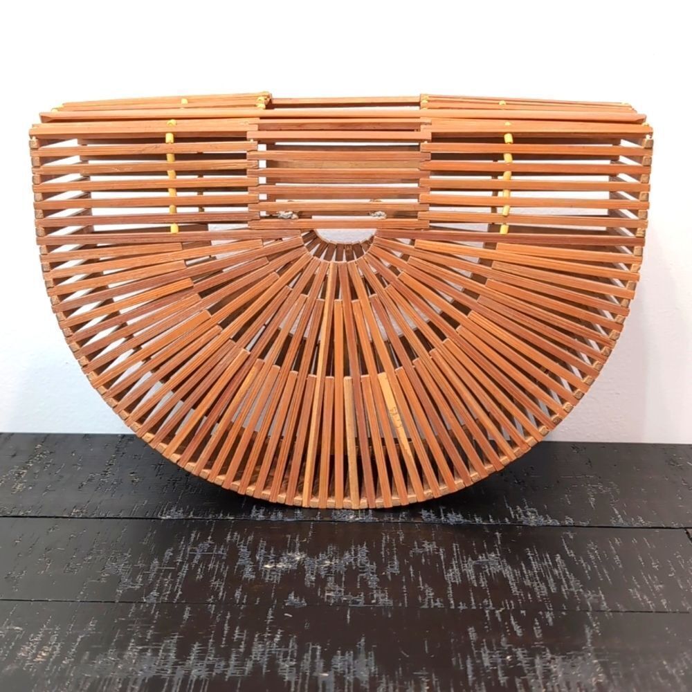Bamboo 12" half moon bamboo bag purse